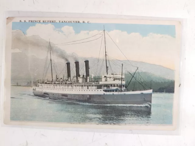 Postcard S.S. Prince Rupert Vancouver B.C. c1930 Steamship Steamer Ship