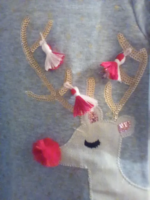 TARTE À LA BOUE paillettes de Noël bébé fille Rudolph manches longues grises 3-6 mois neuf avec étiquettes 2