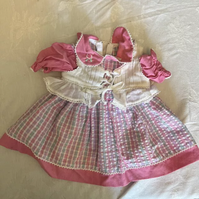 20” ADORA Baby DOLL Outfit Dress Clothes pink rose bud checker vgc READ