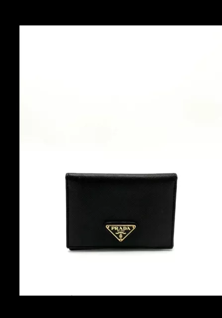 Prada Black Saffiano GHW Bifold Card Wallet