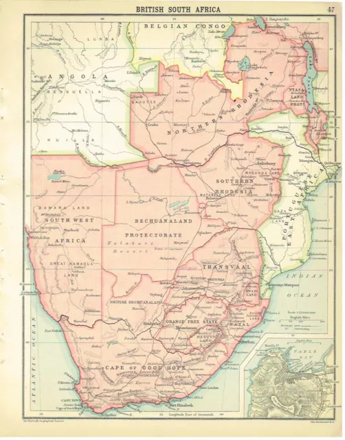 1920 Color Maps Physical Africa  and British South Africa Map