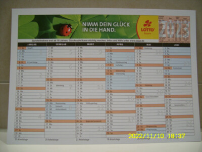 LOTTO BAYERN TAFELKALENDER, Kalender 2023 DIN A4 mit Feiertagen und 