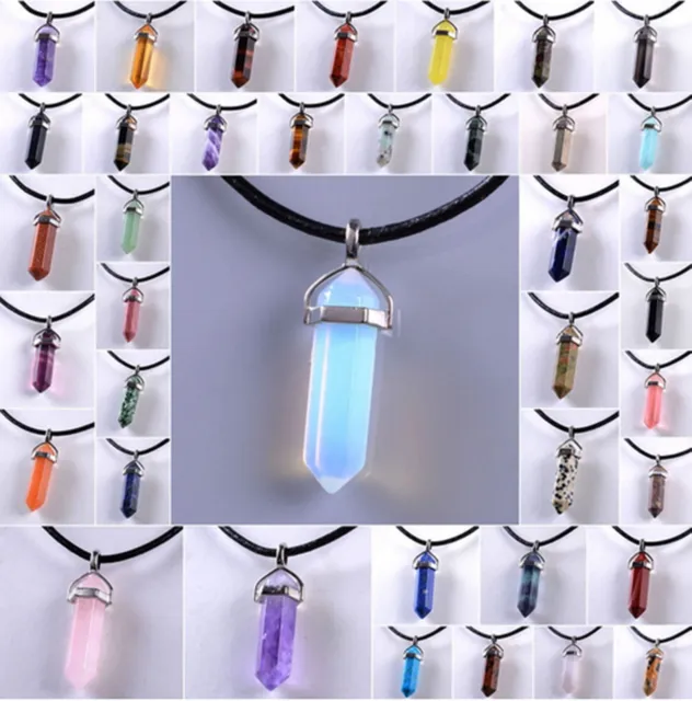 Natural Quartz Crystal Stone Point Chakra Healing Gemstone Pendants Necklace @SM