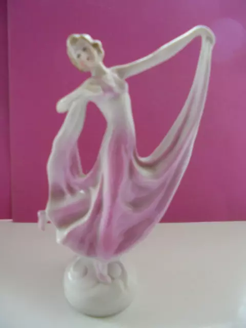 VINTAGE ART DECO PORCELAIN FIGURINE DANCING LADY GERMANY 1930's NO. 8455