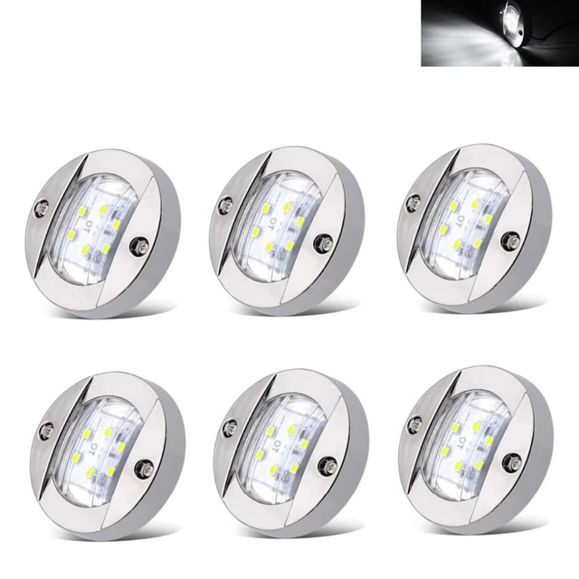 6X Round Marine Boat Navigation Light LED Boat Stern Transom Anchor White Light