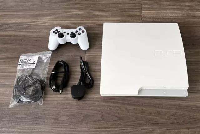 Sony PlayStation 3 PS3 320GB Console RARE Slim White CECH-3003B *Full Setup*