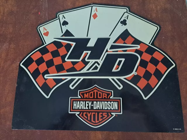 Rare VINTAGE 2005 HARLEY-DAVIDSON FOUR ACES TIN ADVERTISING METAL SIGN