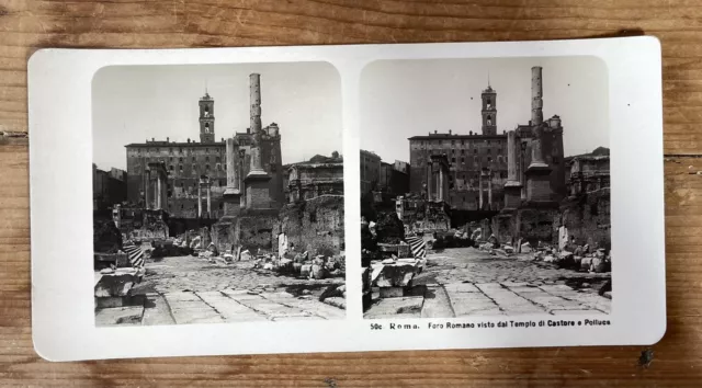 Stereoview Card Roman Forum From The Temple Of Castor & Pollux Italy 1908