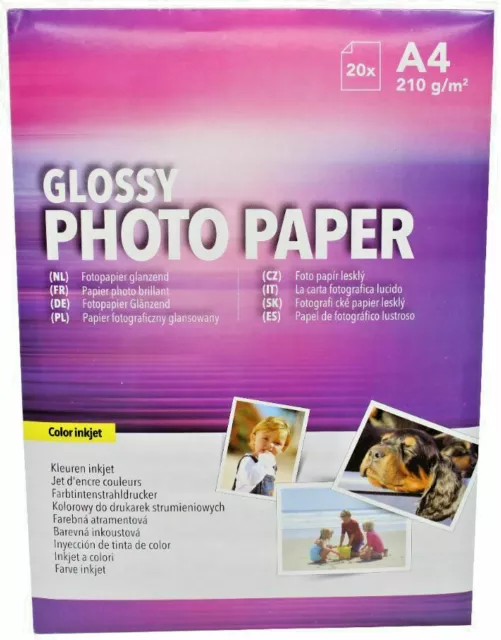 Fotopapier glänzend 210g/m² 20 Blatt DIN A4 Inkjet Photo Papier Tintenstrahl