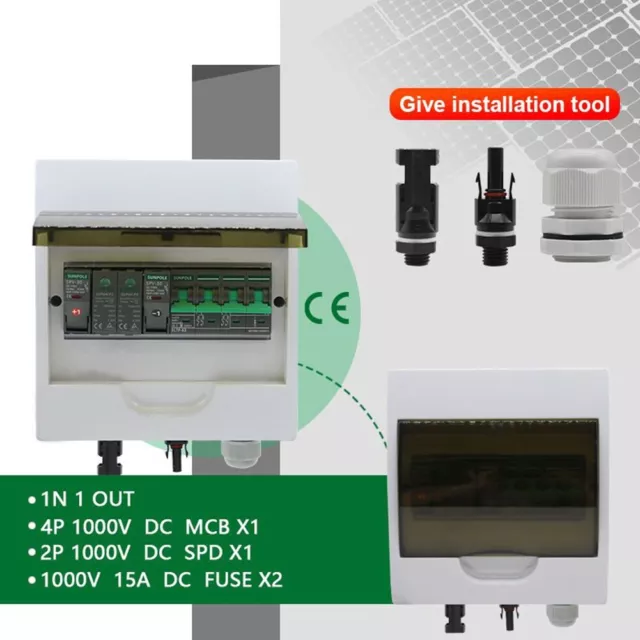 1 In 1 Out PV-Combiner-Box 1 Stück 1000 V DC-Verteilung PVC Gute Qualität