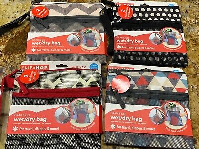 1 Skip Hop Grab and Go Wet-Dry Bag, Chevron Only Black With White Dots Avail 2