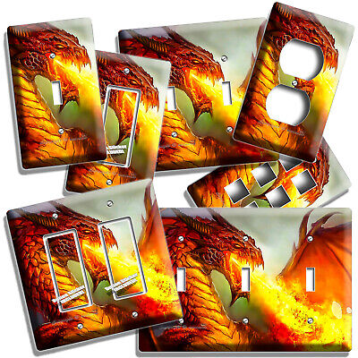 Mythical Fire Breathing Red Dragon Light Switch Outlet Wall Plates Room Hd Decor
