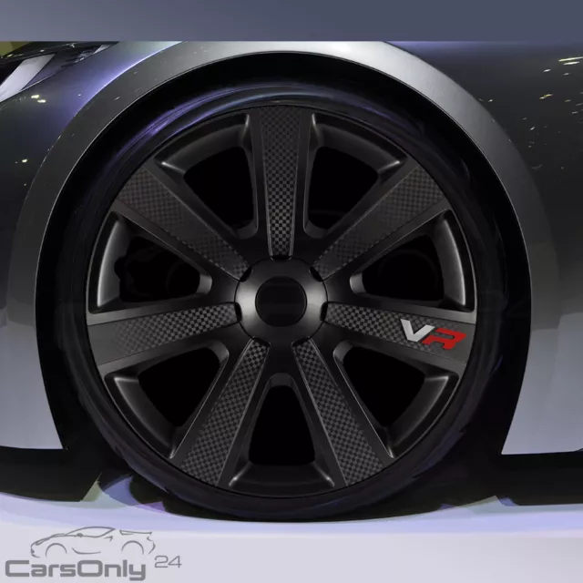 4x RADKAPPEN 16 ZOLL VR SCHWARZ CARBON RADZIERBLENDEN FÜR DACIA LANCIA TOYOTA