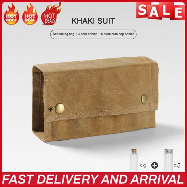 A/A Kleine leere Gewürzflaschen Set mit Aufbewahrungstasche Outdoor Camping Gril