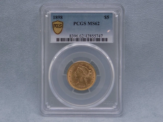 PCGS Certified 1898 Liberty Head $5 Gold Coin MS62