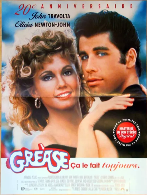 affiche GREASE . 40x60 cms. Travolta, Olivia Newton-John