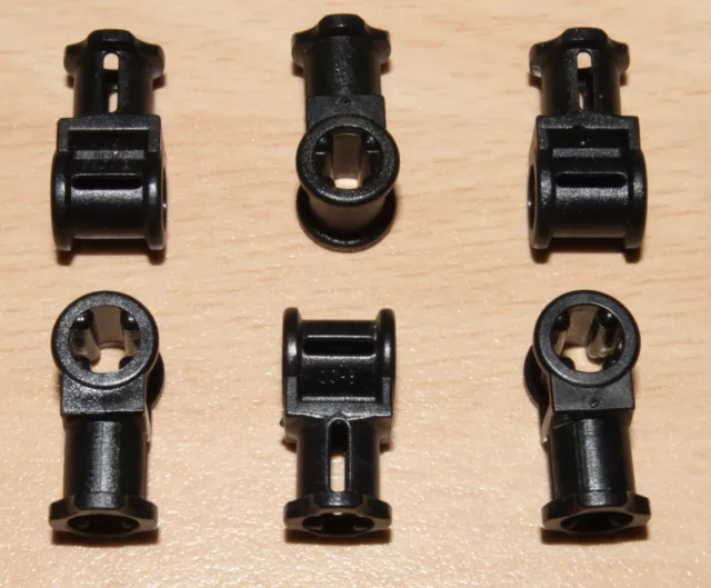 Lego 6x Black Technic Axle Connectors with Axle Hole. Part No. 32039.