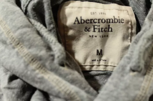 Men's A&F Abercrombie Fitch Muscle Hoodie T-Shirt Long Sleeve Pullover Gray MED