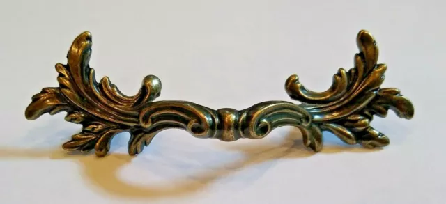 Antique Brass Leafy French Provincial Furniture Dresser Drawer Pull 3" C-C