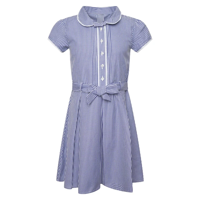 Girls School Gingham Dress School  Summer Dress Check 3-4 Years Navy & Lilac