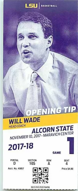 Ticket College Basketball Alcorn State 2017 - 18  11.10 - LSU Tigers