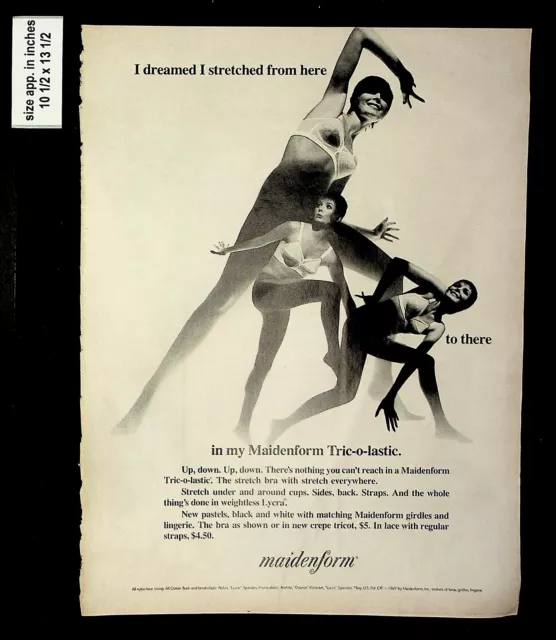 1969 MAIDENFORM BRA Underwear Tric-o-Lastic Vintage Print Ad