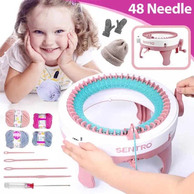 48 Needle Knitting Machine Round Hand Weaving Loom DIY Hat Scarf Kids Gift