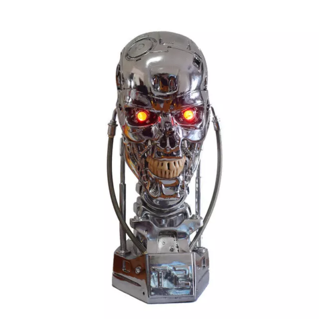 Terminator Arnold T2 T800 1:1 Endoskeleton Skull Bust Statue Resin LED Eyes NEW