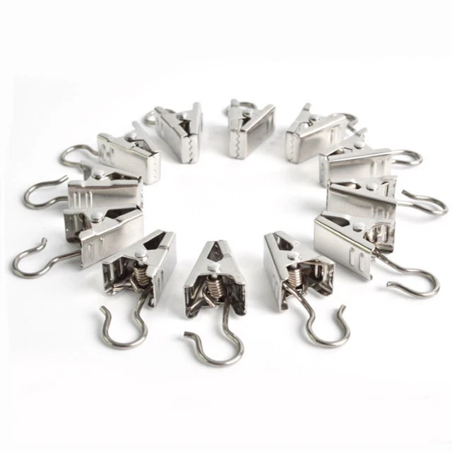 20pcs Pack Metal Mini Curtain Clips Clamps Pegs Clothes Hanging Hook Rings Sale