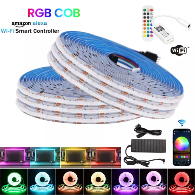 COB LED Streifen RGB Stripe 24V Leiste Band superhell Wifi Alexa dimmbar 5m-20m