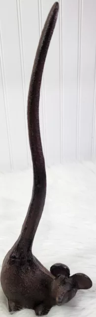 Cast Iron Rat Doorstop Paperweight Toilet Paper holder -Tall Tail Handle 14.5"