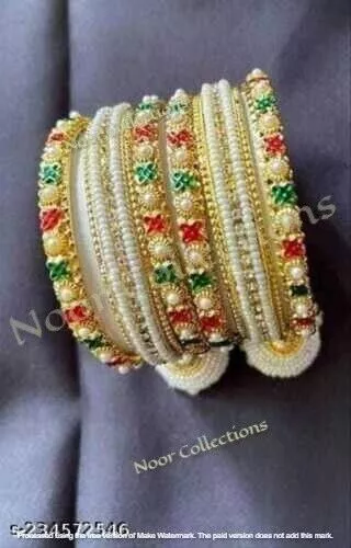 Indian Bollywood Gold Plated Jhumka Pearl Bangles Fashion Ethnic Women Jewelry 2