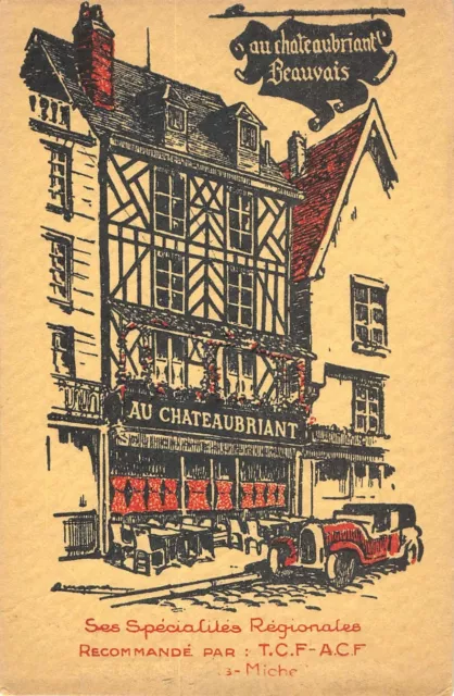 Cpa 60 Beauvais Restaurant Au Chateaubriant