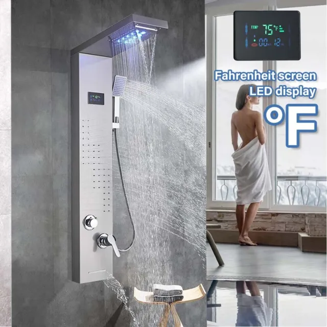 Shower Panel Tower System Mixer Faucet Set Rain Massage Body Jet Stainless Steel