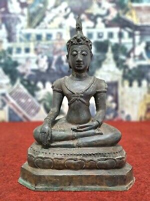 16.1" Ayutthaya Thailand Antique King Buddha Statue Bronze Asian Buddhism Art