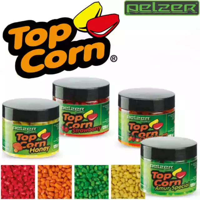 Pelzer Top Corn 120g Angelköder Farbige Maiskörner für Karpfen und Friedfisch