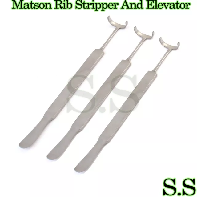 3 Pieces Matson Rib Stripper and Elevator Surgical Instruments