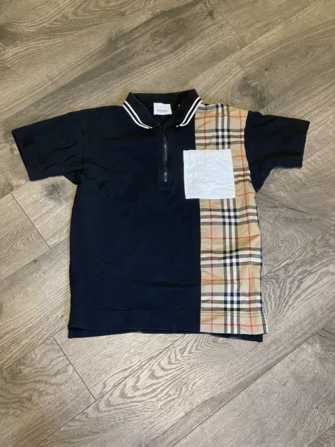 Burberry Kids US 12M Mini Matthew Panel Pique Polo Top Black