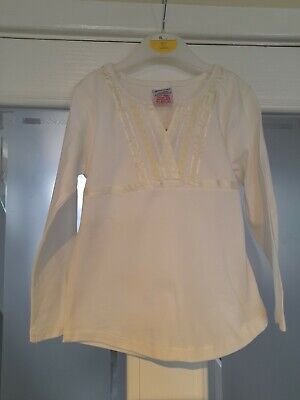 Girls Cream Long Sleeve Top with Ribbon detail. Girl to Girl Age 3-4 Years. BNWT