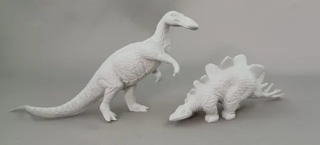 Marx Medium Mold Light Gray Vintage 1950s Plastic Dinosaurs Prehistoric Set of 2