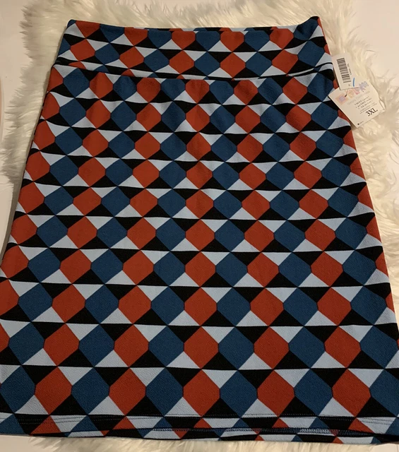 Lularoe Skirt Womens 3XL Cassie Stretch Midi Argyle Geometric Diamond Mod Boho