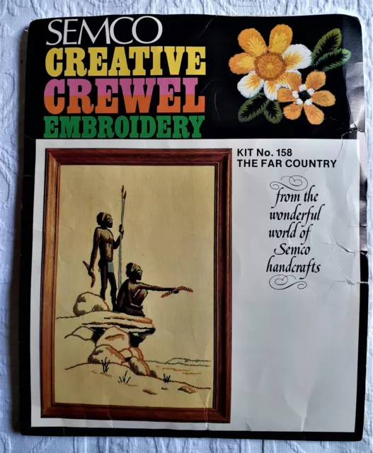VERY RARE Vintage Crewel Embroidery Kit "THE FAR COUNTRY "  ( SEMCO, 1970's )