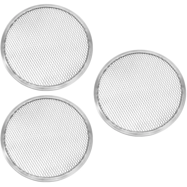Paquete de 3 sartén de acero inoxidable con pantalla de seda sartén crujiente para pizza