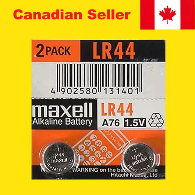 LR44 Battery Alkaline AG13 357 A76 L1154 1.5V Button Cell Batteries Maxell 2 Pcs