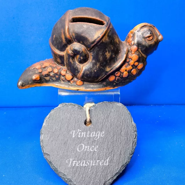 Rare TREMAR POTTERY Cornwall * SNAIL Shaped MONEY BOX with Stopper * Vintage VGC