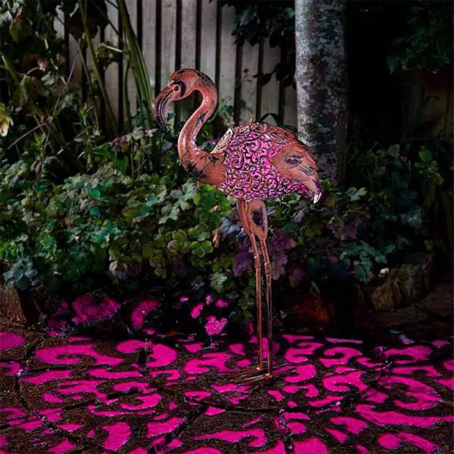 75cm LED Solaire Métal Main Couleur Changeante Flamingo Extérieur Léger Ornement