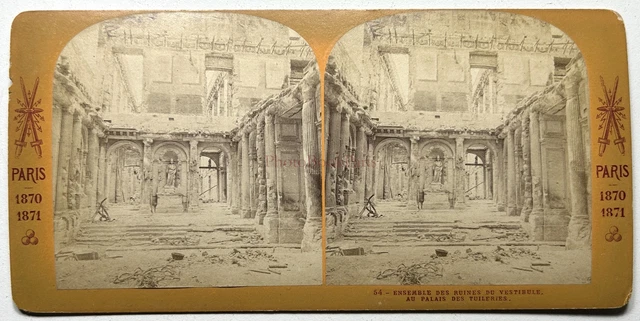 Photo Vintage Des Ruines Des Tuileries Après La Commune De Paris 1871 - Tirage Albuminé Original
