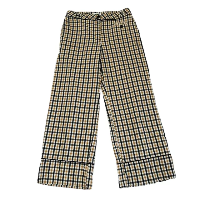 Anthropologie Maeve Seersucker Trousers Pants Checkered Plaid Wide Leg Crop 4/6