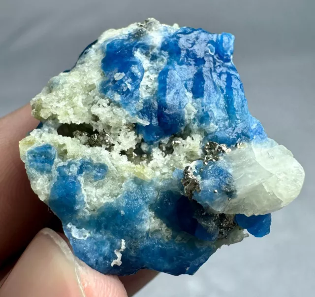 88CT Fluorescent Top Blue Afghanite Crystals With Pyrite, Calcite On Matrix @AFG