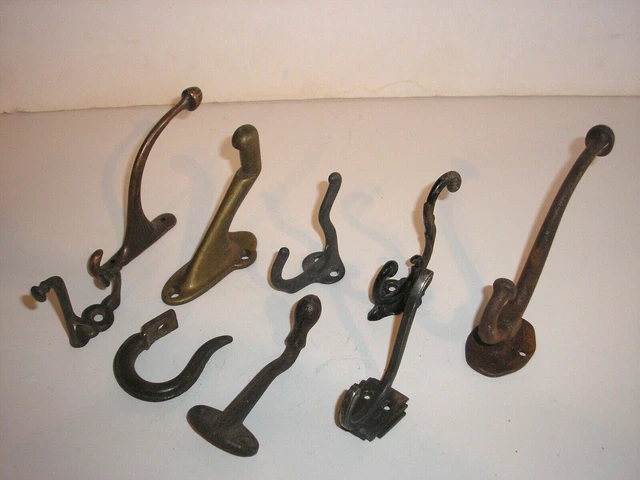 Antique Cast Iron Wall Coat/Hat Hooks (9)